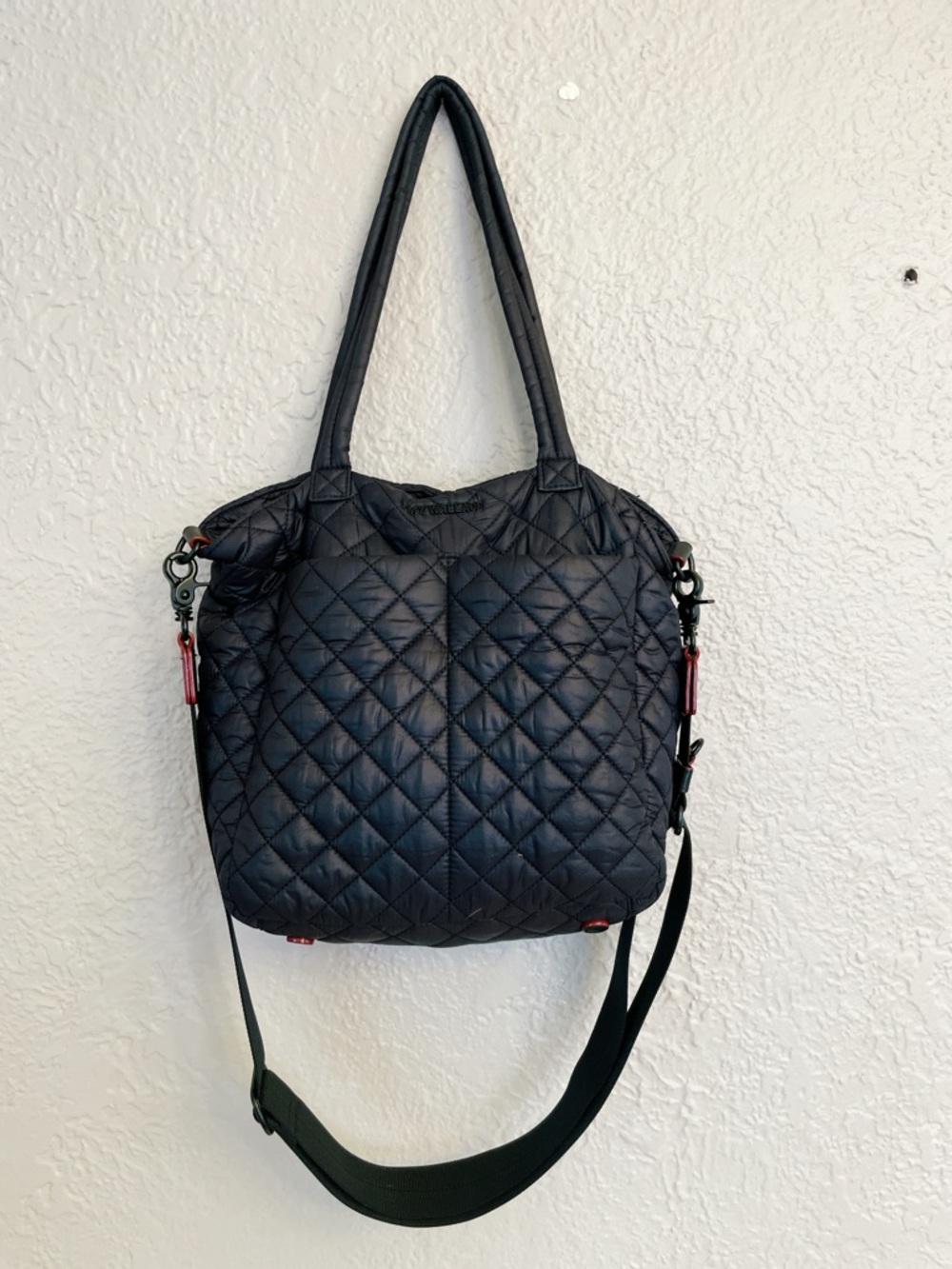 MZ Wallace Metro Quattro in black quilted crossbody tote medium $285 like new